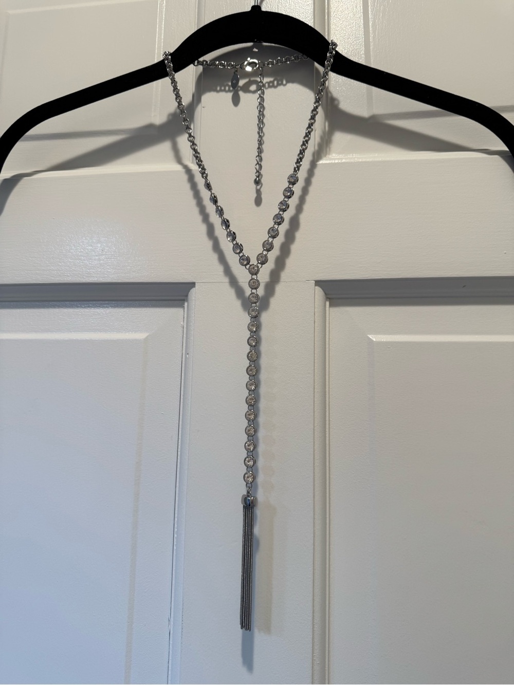 Chico's Silver Y-Necklace with Tassel
